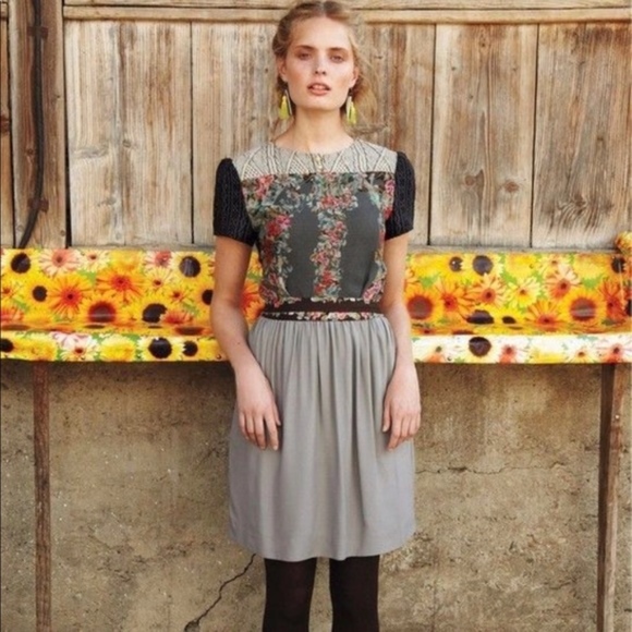 Anthropologie Dresses & Skirts - Anthropologie Ailanto Gray Floral Dress Size 6